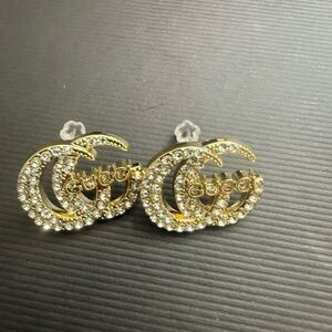 Brand new upcycled Gucci Gold with rhinestone Crystal Earrings